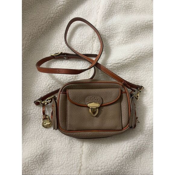 Vintage Dooney & Bourke Mini Cavalry Crossbody  Taupe/British Tan - Picture 3 of 7